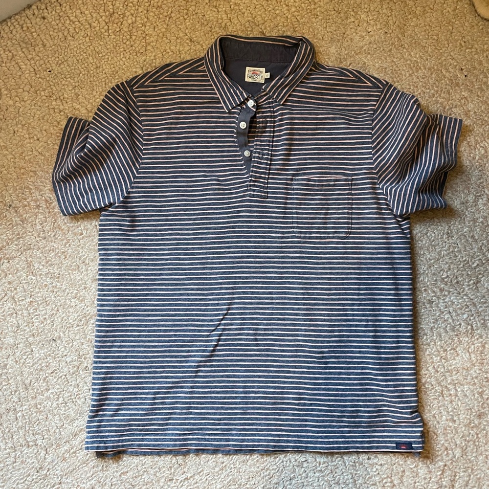 Faherty Polo, L, Cotton/Poly blend